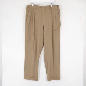 Nordstrom JB Britches Tabaldo Togna Wool Tan Dress Pants 37/31 Pleated Cuffed Hi
